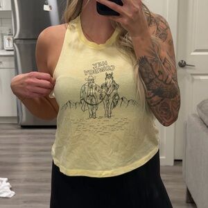 Bella Canvas Pale Yellow Graphic Halter Tank - Hey Cowboy